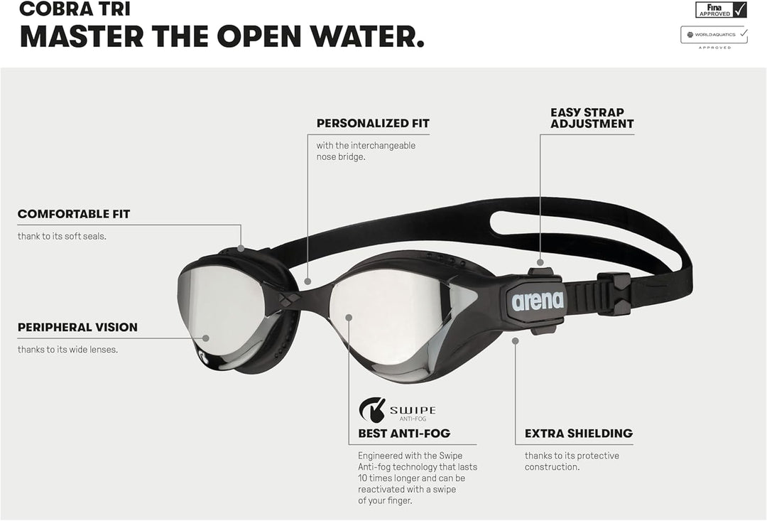 ARENA Unisex Cobra Tri Swipe Mr Schwimmbrille (1er Pack) Einheitsgrösse Silver-Army, Einheitsgrösse