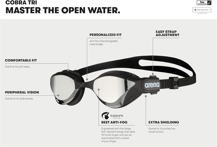 ARENA Unisex Cobra Tri Swipe Mr Schwimmbrille (1er Pack) Einheitsgrösse Silver-Army, Einheitsgrösse