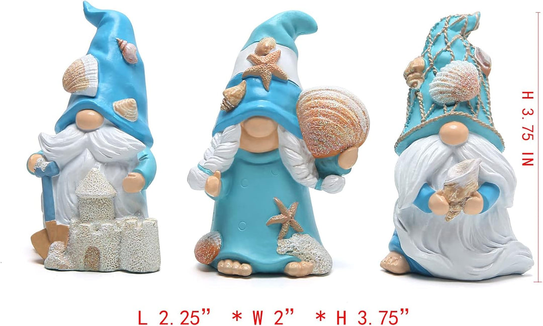 Hodao 3 Stück Sommer-Zwerge Dekor Meerestern Muscheln, handgefertigt, Stranddekoration, schwedische