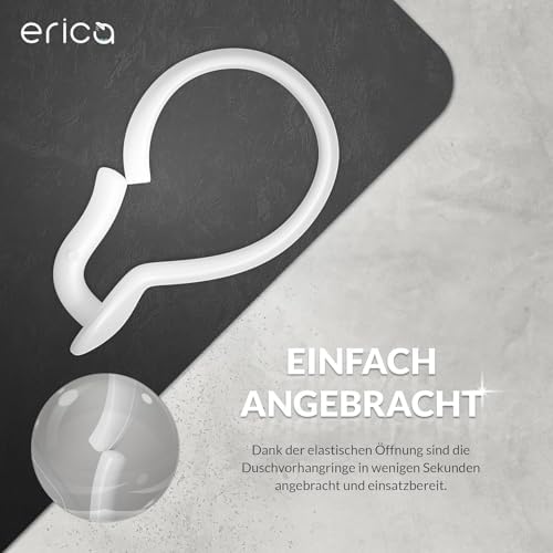 Erica Duschvorhangstange L form 70x90, 70x160 oder 90x140 cm + 24 Duschvorhangringe | Duschvorhang s