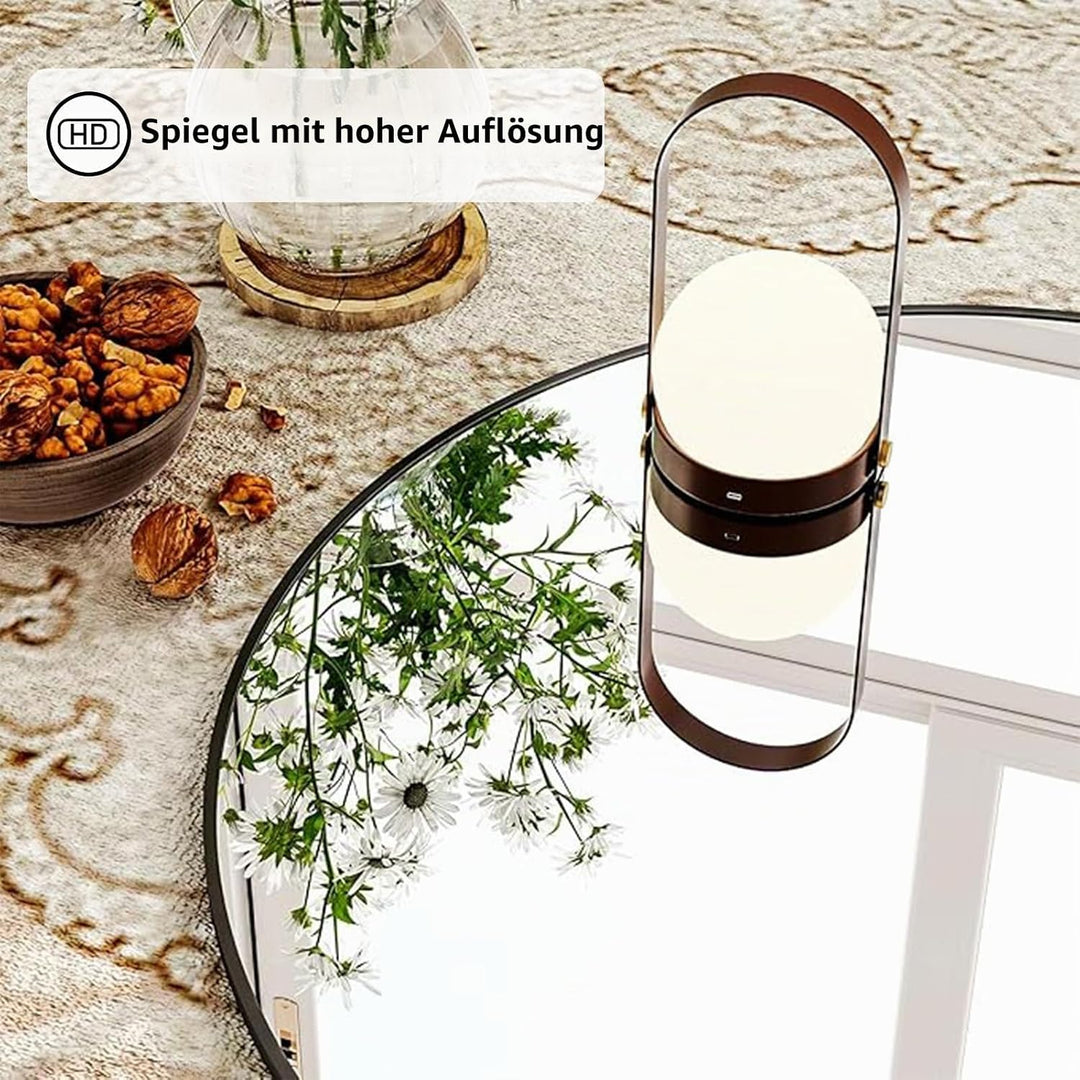 60 cm runder Badezimmerm Spiegel mit schwarzem Aluminiumrahmen,Wandmontierter Spiegel,HD-Glas für Ba