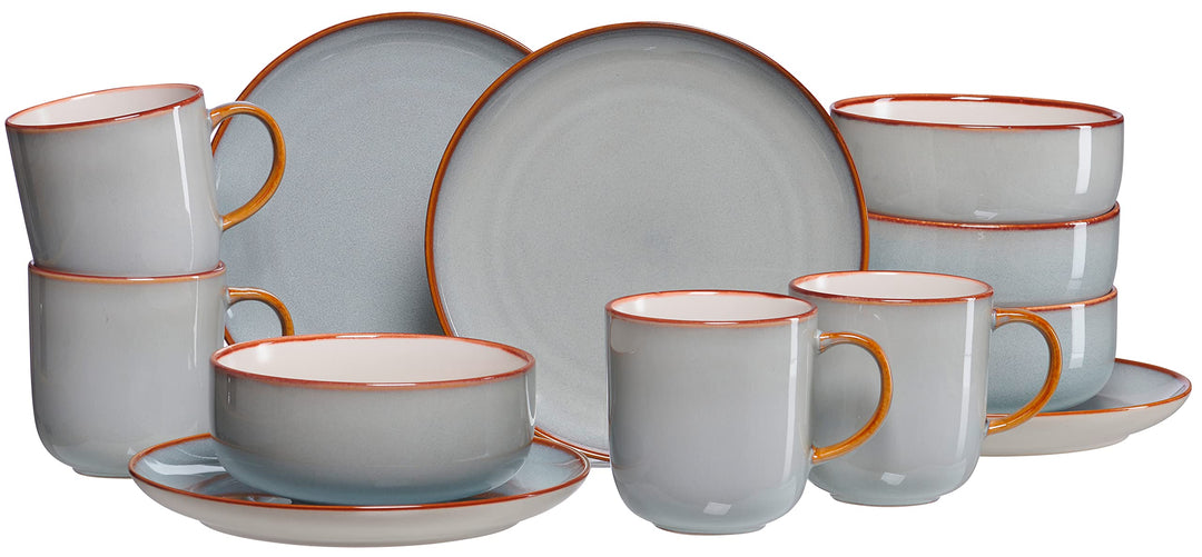 Frühstücksset Portofino, 12-teilig, Grau, Frühstücksset