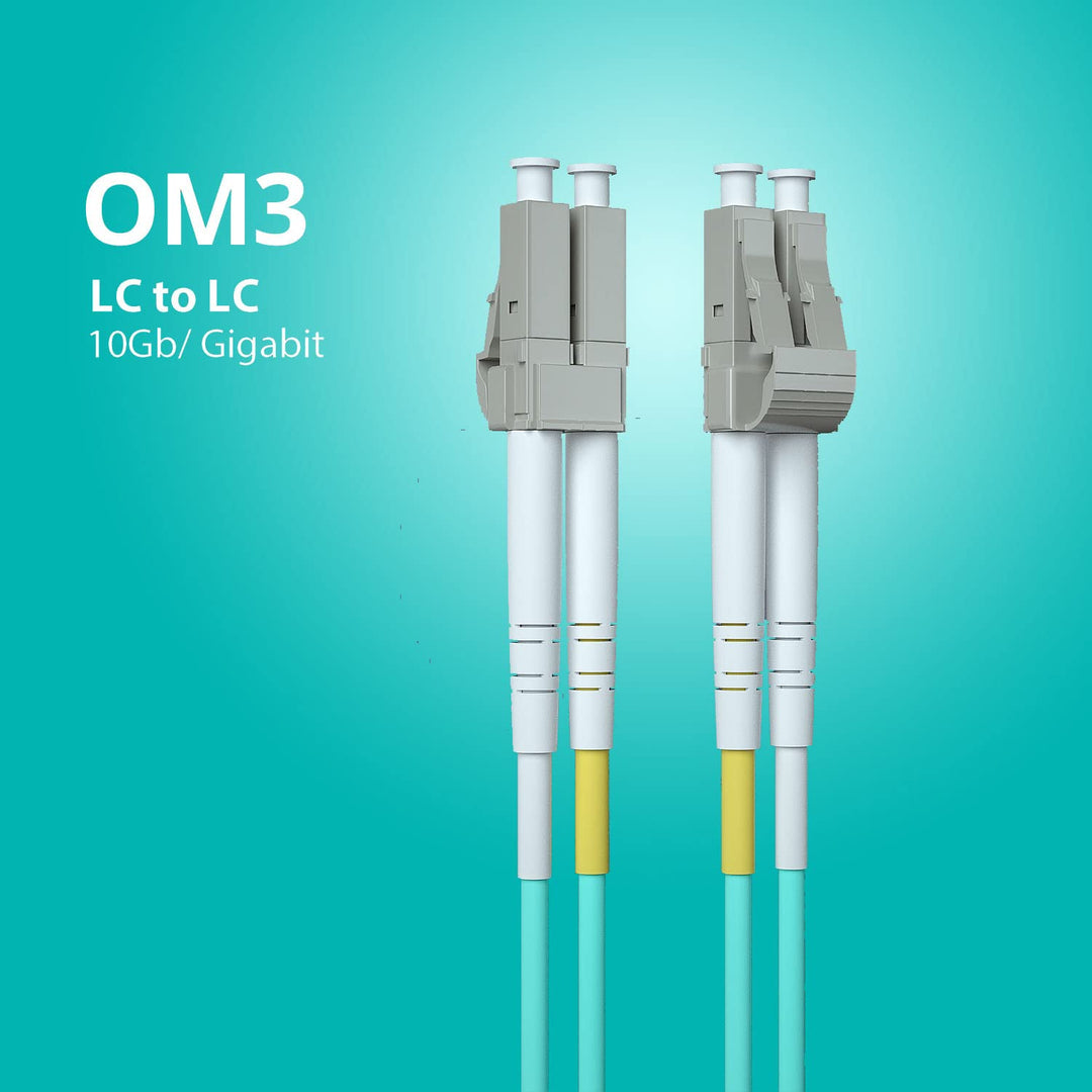 H!Fiber.com OM3 LC auf LC Duplex Glasfaserkabel, Patchkabel, Multimode Jumper, 0.5-meter(1.6ft), 4 p
