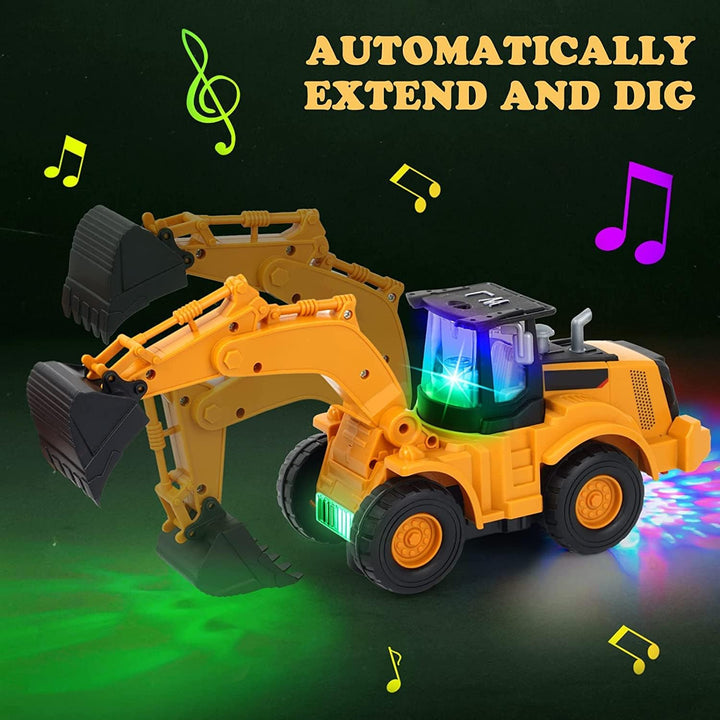 Bagger Spielzeug, Automatisches Gehen mit Sound und Licht Fahrzeug Baustellenfahrzeuge, Auto Kinders
