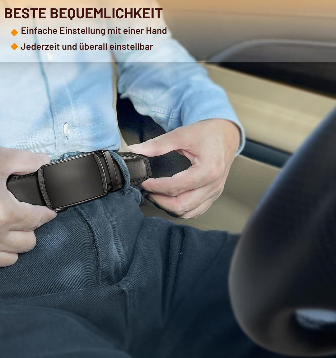 BULLIANT Gürtel Herren, Gürtel Ratsche Ledergürtel Automatikschliesse für Herren Anzug Business Klei