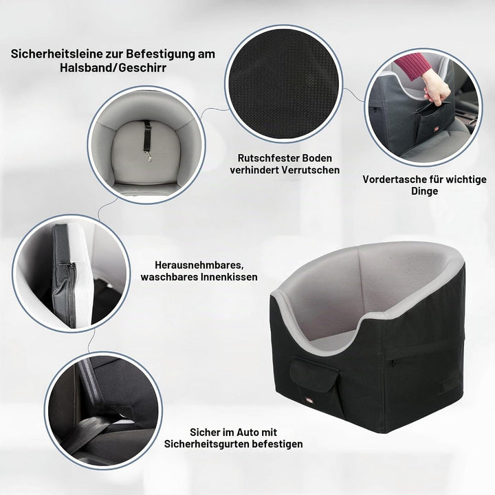 Trixie 13176 Autositz, 45 × 39 × 42 cm, schwarz/grau, Autositz