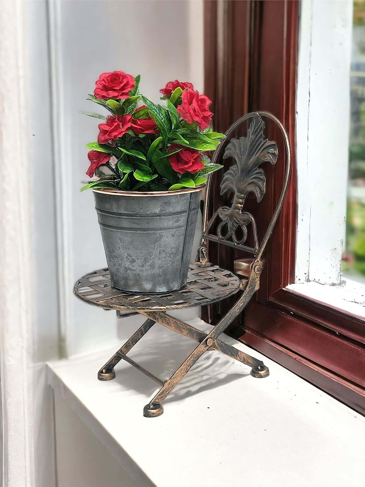 DanDiBo Blumenhocker Stuhl klappbar Metall Blumenständer Pflanzenständer 32 cm Puppenstuhl