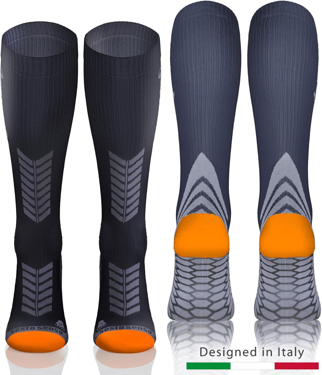 sesto senso 3 Paar Kompressionsstrümpfe Sport Damen Herren Bunt Hohe Sportsocken Laufsocken 39-42 3e