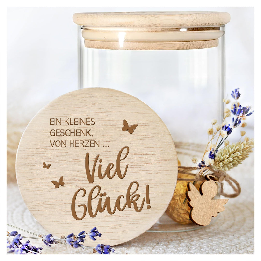 Grandora Vorratsglas Viel Glück Abschiedsgeschenk für Kollegen & Lehrer Aufbewahrungsglas Geschenkid