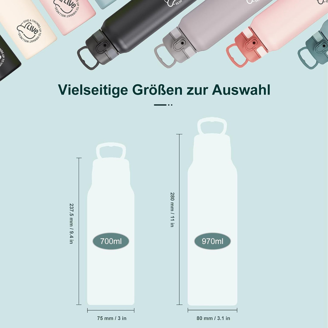 UZSPACE Thermosflasche Kinder 700ml, Isolierte Edelstahl Trinkflasche mit 1-Klick-Öffnung, 100% Ausl