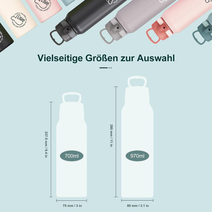 UZSPACE Thermosflasche Kinder 700ml, Isolierte Edelstahl Trinkflasche mit 1-Klick-Öffnung, 100% Ausl