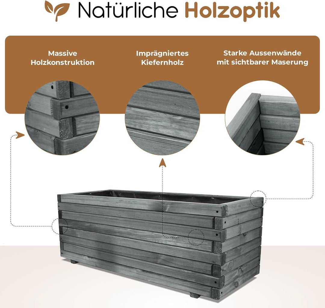 BooGardi Pflanzkasten aus Holz · in 10 Grössen · 90cm · Blumenkasten · Hochbeet · Garten Balkon Terr