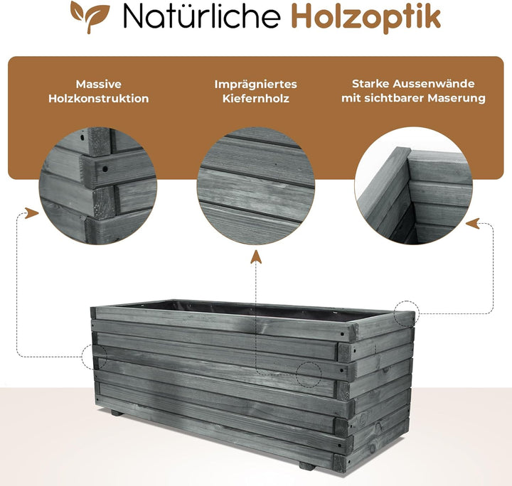 BooGardi Pflanzkasten aus Holz · in 10 Grössen · 90cm · Blumenkasten · Hochbeet · Garten Balkon Terr