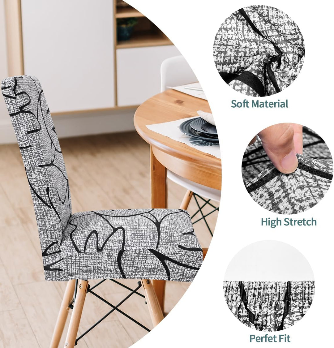 Zindoo Stuhlhussen 6er Set Gross Stretch Stuhlbezug, Graffiti Modernes Muster Abnehmbarer Waschbar S