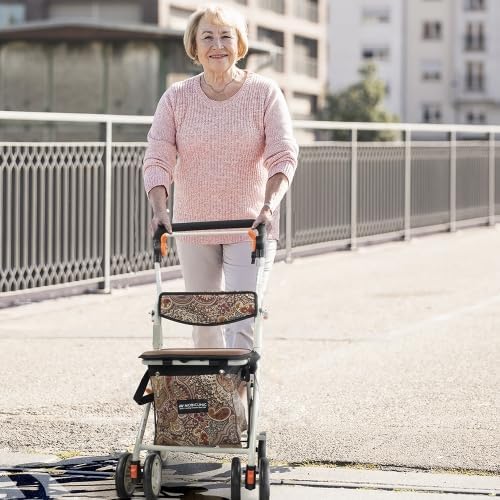 Mobiclinic®, Einkaufswagen mit Sitz, Faltbarer Rollator für Erwachsene, 21 L, Rückenlehne, 4 Räder,
