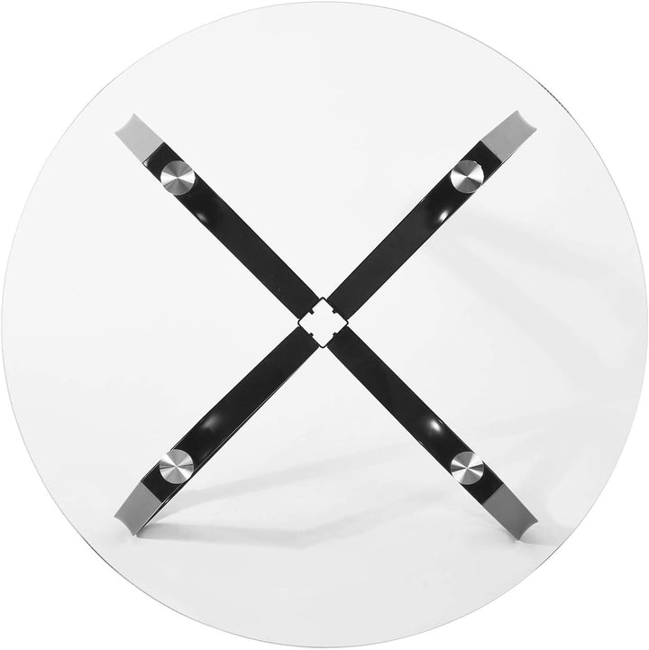 Runder Couchtisch aus gehärtetem Glas, nordischer minimalistischer Sofatisch moderner Beistelltisch