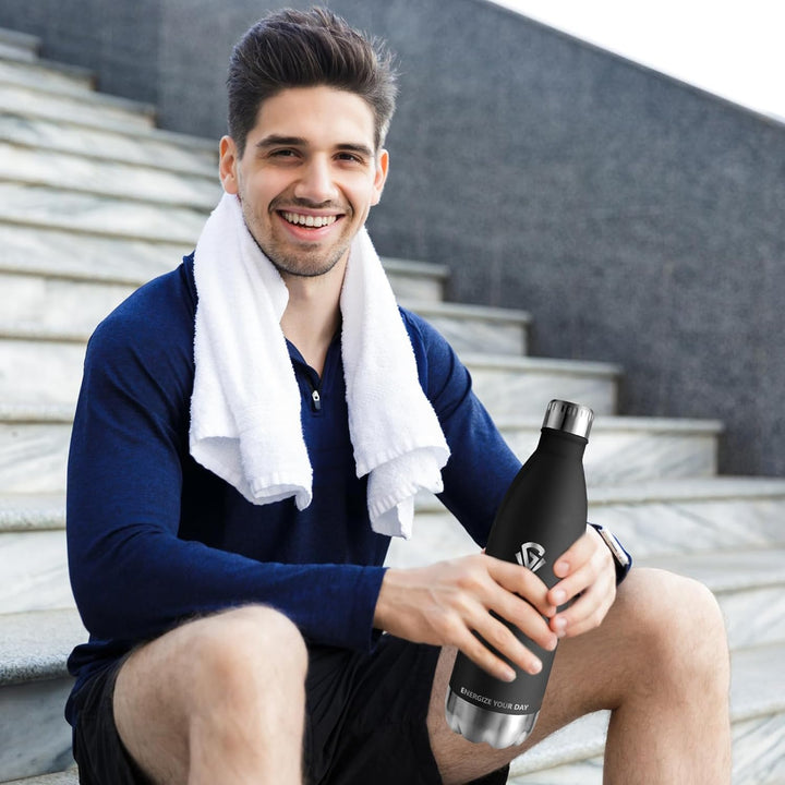 Grsta Trinkflasche 1l, Trinkflasche Edelstahl BPA-Freie, Thermosflasche Kalt&Warm, Trinkflasche Spor
