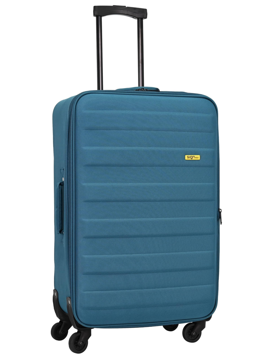 SIGN Stoffkoffer Reisekoffer Trolley (Handgepäck-Mittel-Gross-Set) + 5cm Dehnungsfuge (Pastellblau,