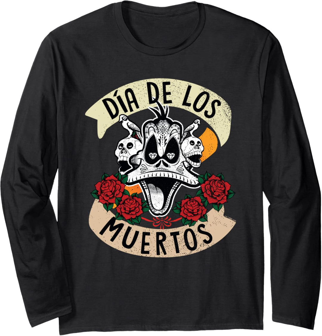 Looney Tunes Dia De Los Muertos Daffy Duck Skulls Halloween Langarmshirt