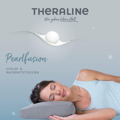 Theraline Pearlfusion Schlaf- & Nackenstützkissen, Komfortbreite 72cm | Höhe 12 cm | inkl. Aussenbez