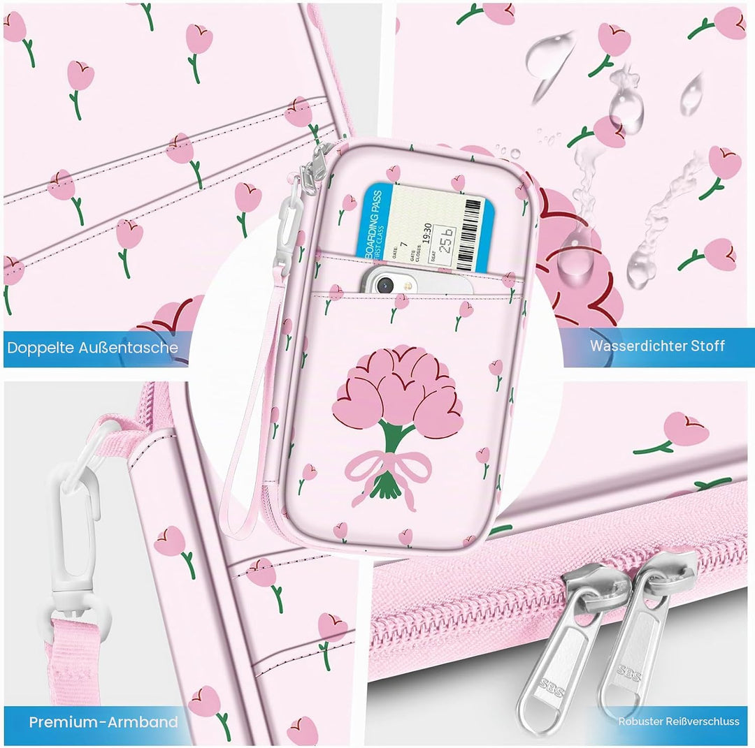 FINTIE Reisepass Tasche Familie Reiseorganizer, RFID-Blockier Wasserdicht Handytasche Reisepasshülle