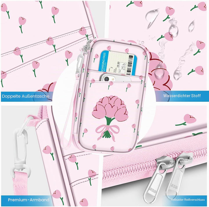 FINTIE Reisepass Tasche Familie Reiseorganizer, RFID-Blockier Wasserdicht Handytasche Reisepasshülle