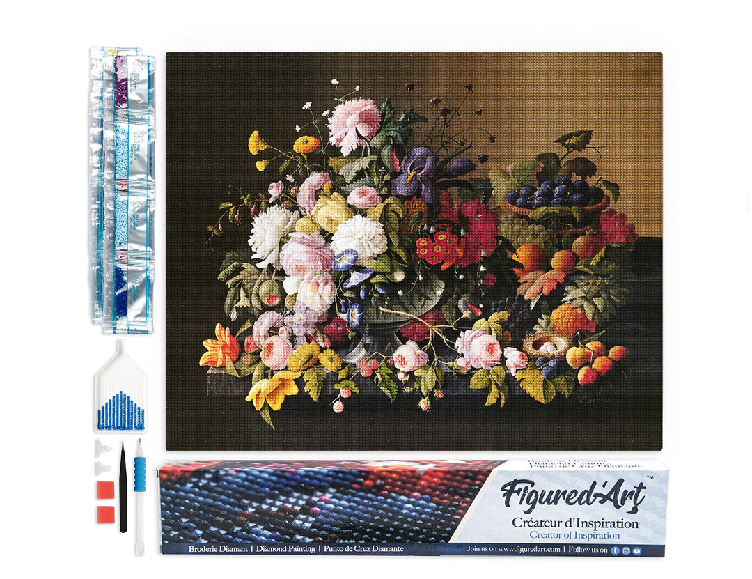 Figured'Art Diamond Painting Erwachsene 40x50cm Ganze Leinwand gerollt Blumen und Obst Severin Roese