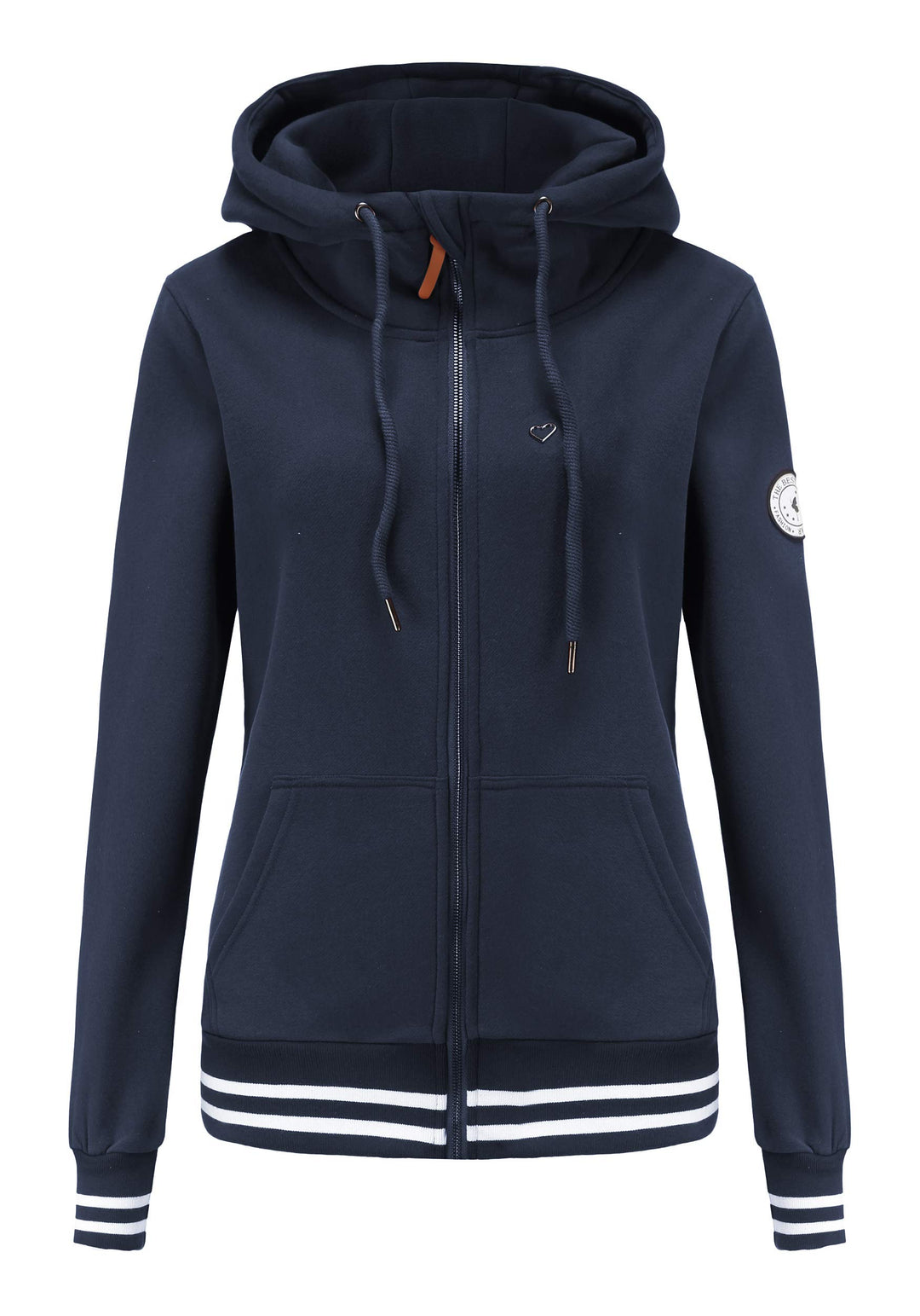 TrendiMax Damen Sweatjacke Kapuzenpullover Zip Hoodie Kapuzenjacke Winter Sweatshirt Jacke L Marine
