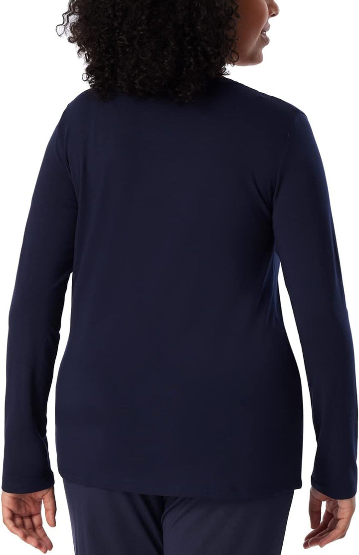 Schiesser Women's Schlafshirt Langarm Pajama Top 34 Blau_175477, 34 Blau_175477