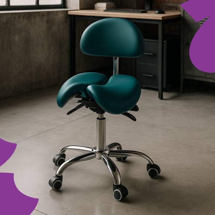 Spacetronik Sattelhocker mit Verstellbarer Rückenlehne, Zweigeteilter Ergonomischer Sattelsitz, Höhe