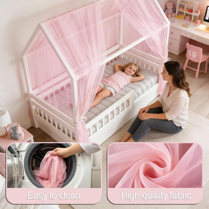 Hausbett Himmel 2 Stück, 350 x 150 cm Hausbett Betthimmel Deko,Stoffhimmel für Mädchen Jungen Baldac