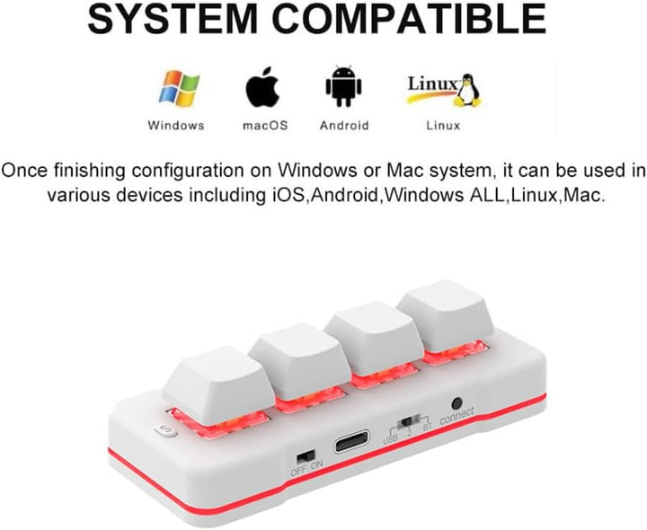 4-Tasten-Mini-Tastatur USB Wired & BT Wireless Mini Keyboard Customized Programmierbare Computer-Tas