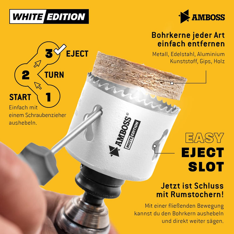 Amboss M 42 Bi-Metall Lochsägen Set Ø 19-83 mm (17-teilig) / Für Aluminium, Stahl, Gipskarton, Holz