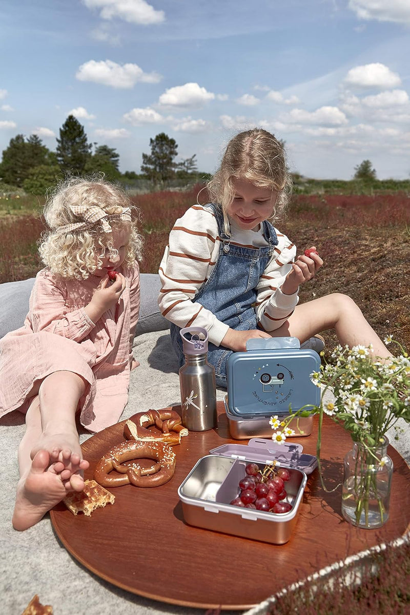 LÄSSIG Kinder Brotdose Edelstahl Lunchbox Frühstücksbox Nachhaltig Kindergarten Schule/Adventure Tra