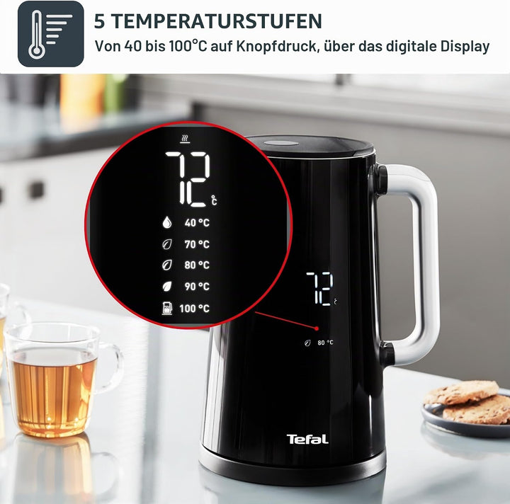 Tefal KO8508 Smart'n Light Elektrischer Wasserkocher | Temperatureinstellung | Tee | Digitalanzeige
