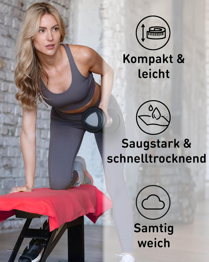 Fit-Flip Fitness Handtuch aus Mikrofaser kompakt und schnelltrocknend | mit Magnet und Reissverschlu