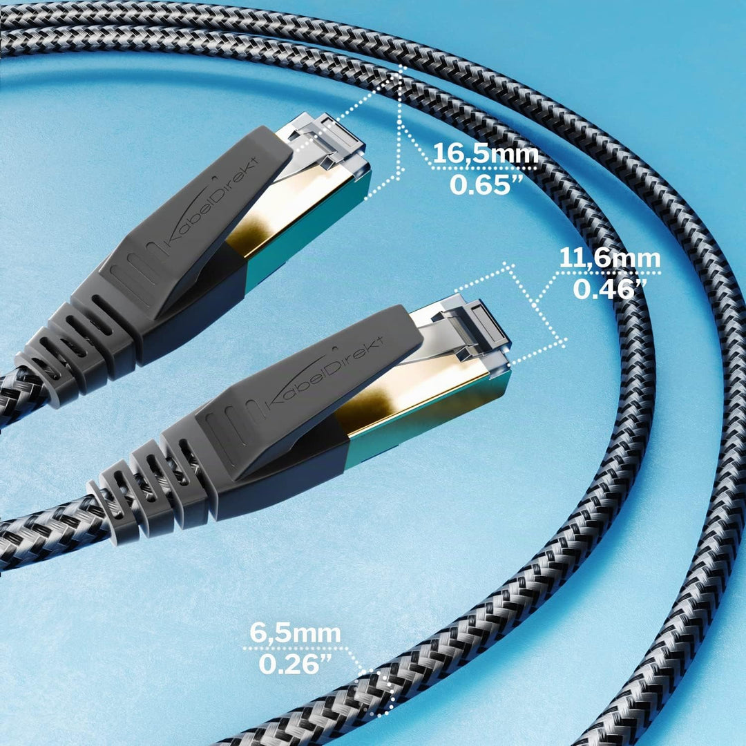 KabelDirekt – Cat 8 Netzwerkkabel mit flexiblem &amp; bruchsicherem Flechtdesign – 5m (LAN Kabel/Etherne
