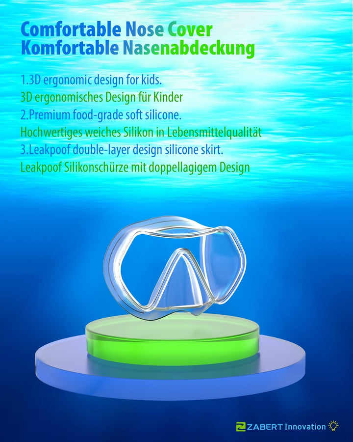 ZABERT Prämie Kinder Taucherbrille,Kinder Schwimmbrille für 2-14 Jahre Jungen Mädchen, bequem elasti