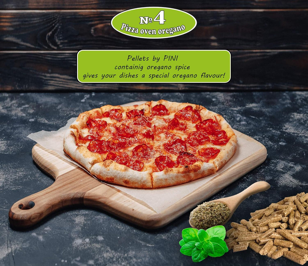 PINI Hartholz Pellets № 4 BBQ Pizza Oven Oregano 10 Kg Grillpellets zum Grillen Räuchern Smoken und