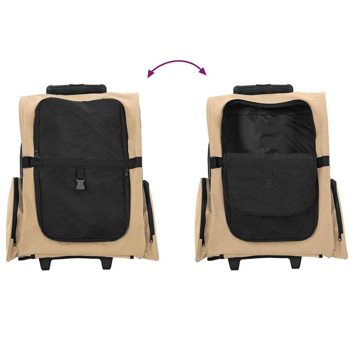 vidaXL Trolley für Haustiere 3-in-1 Sandfarbe 48x32x(57-106) cm cm Oxford-Gewebe, Sandfarbe