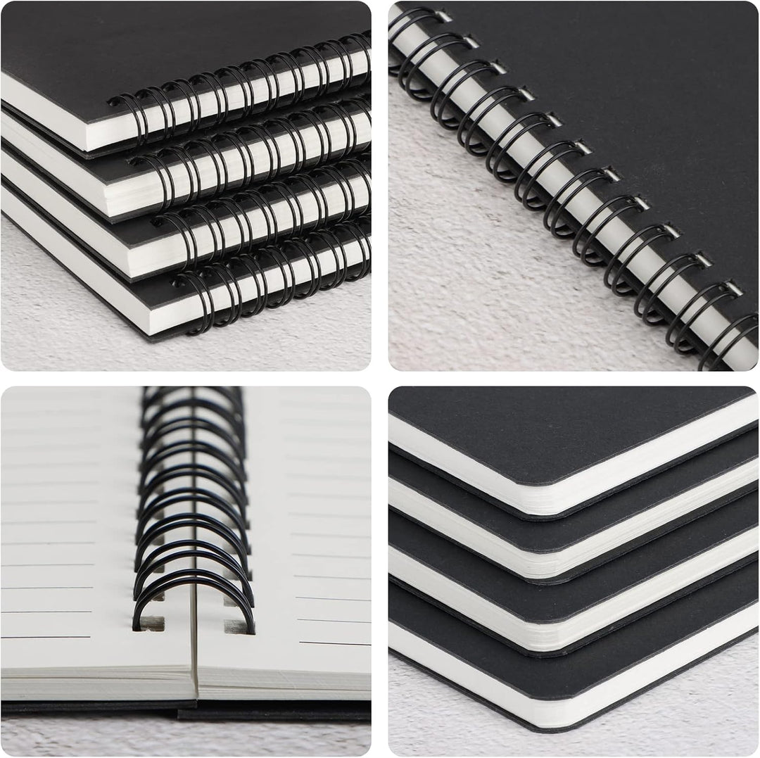 Spiral Notizbuch A5-4PCS Liniertes Notizblock 700GSM Hardcover, 100g/m² Liniert Spiralblock A5, Ring