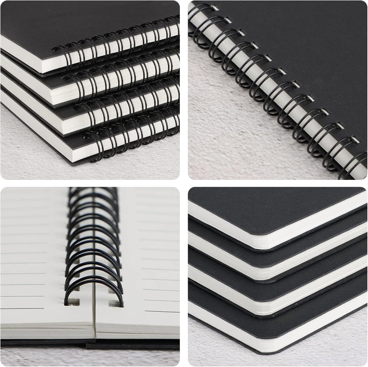 Spiral Notizbuch A5-4PCS Liniertes Notizblock 700GSM Hardcover, 100g/m² Liniert Spiralblock A5, Ring