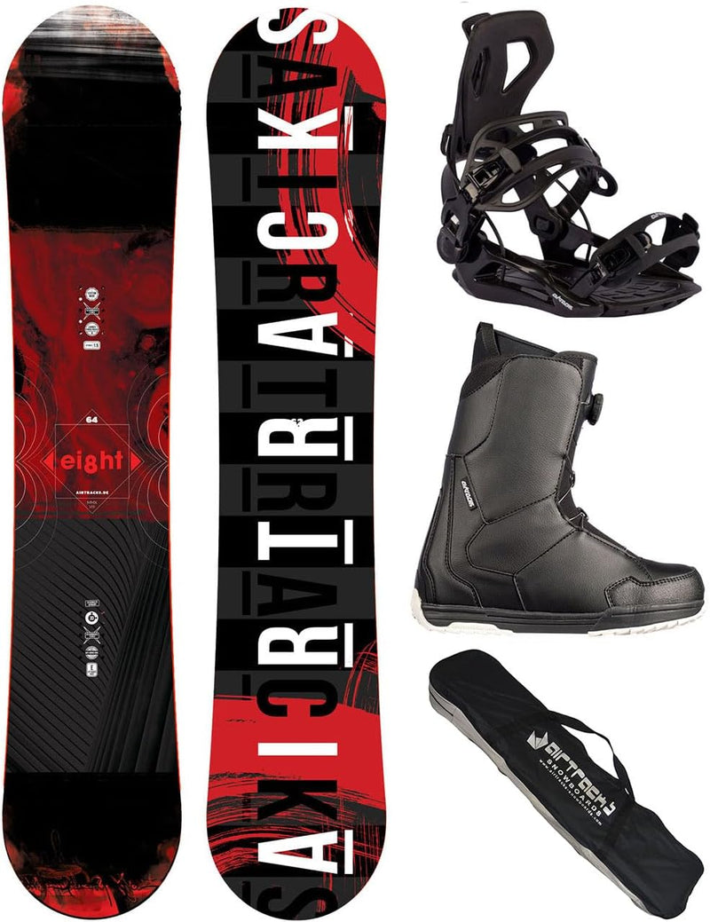 Airtracks Snowboard Set - Eight Snowboard Wide Hybrid Rocker + Bindung Master Fastec + Boots + SB Ba