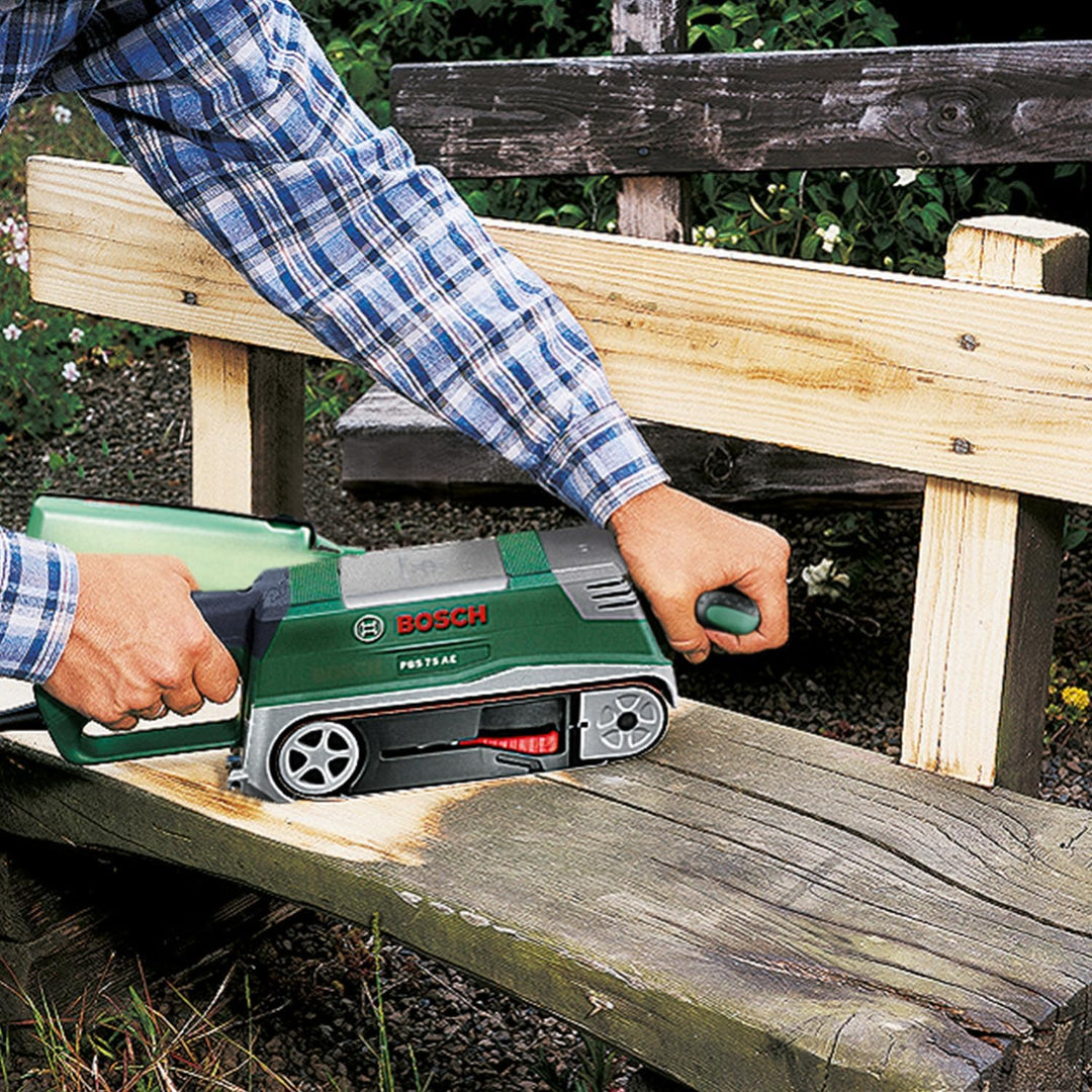 Bosch Home and Garden Bosch Bandschleifer PBS 75 AE Set (750 W, Bandgeschwindigkeit 200-350 m/min, S