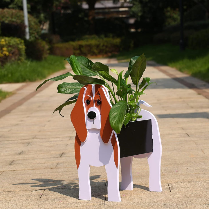 Gochoi Kleiner Beagle Hund Blumentopf Geschenke Pflanzkübel PVC Rechteckig Blumentöpfe Tier für Den