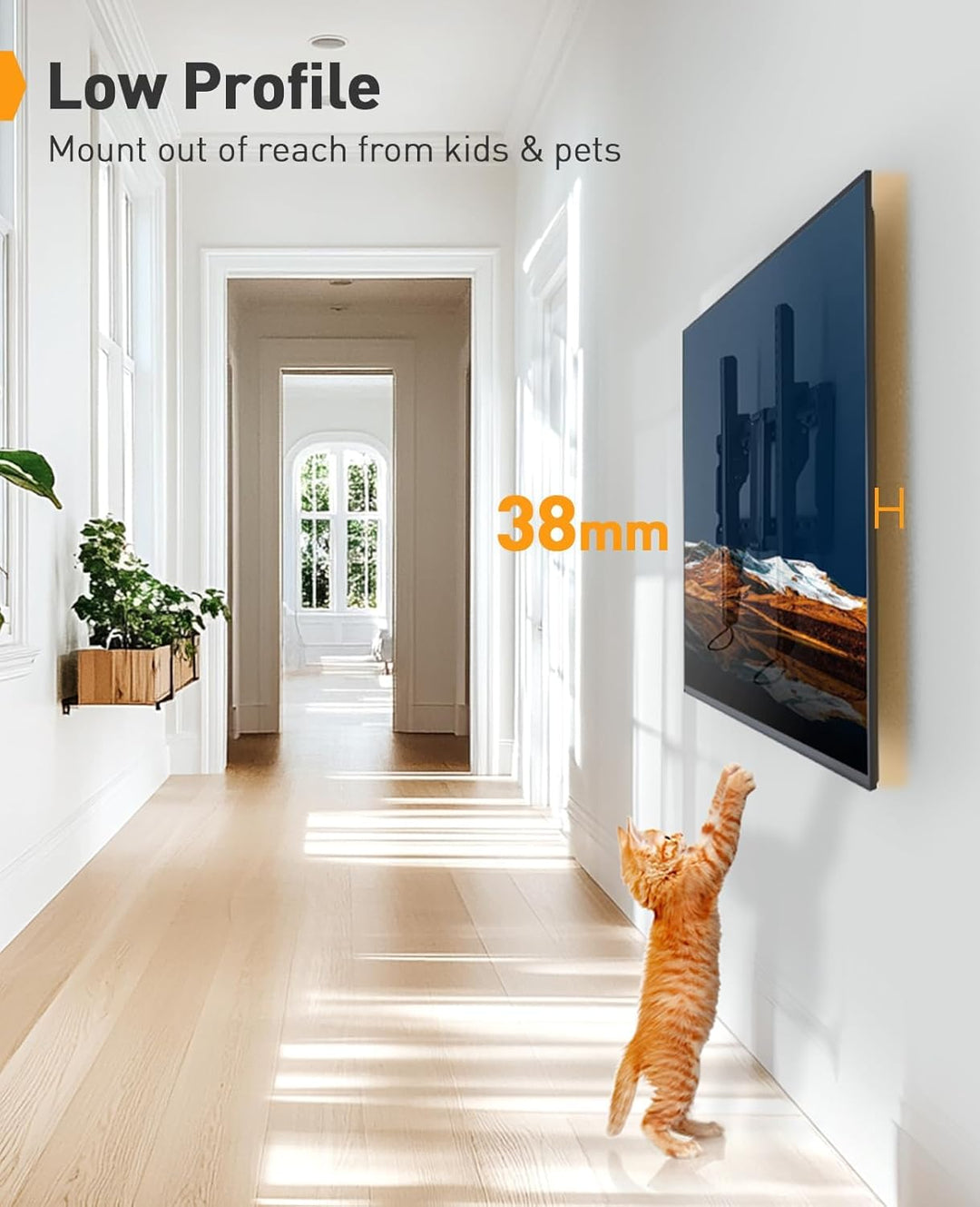 Perlegear TV Wandhalterung, Neigbare Fernseher Halterung für 37-82 Zoll Flach & Curved LED/LCD/OLED/