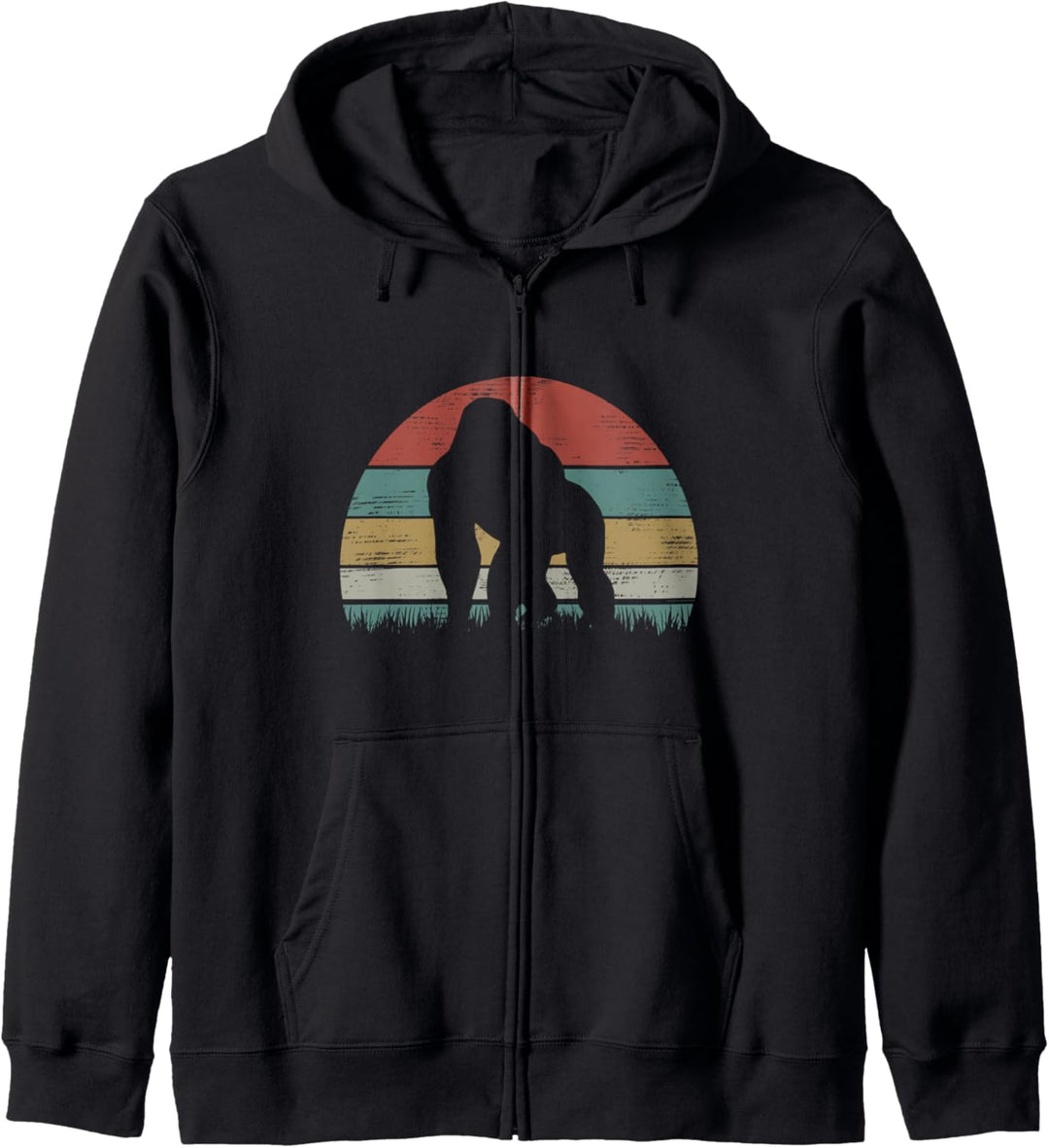 Silberrücken Gorilla Silhouette Distressed Vintage Grafik Kapuzenjacke