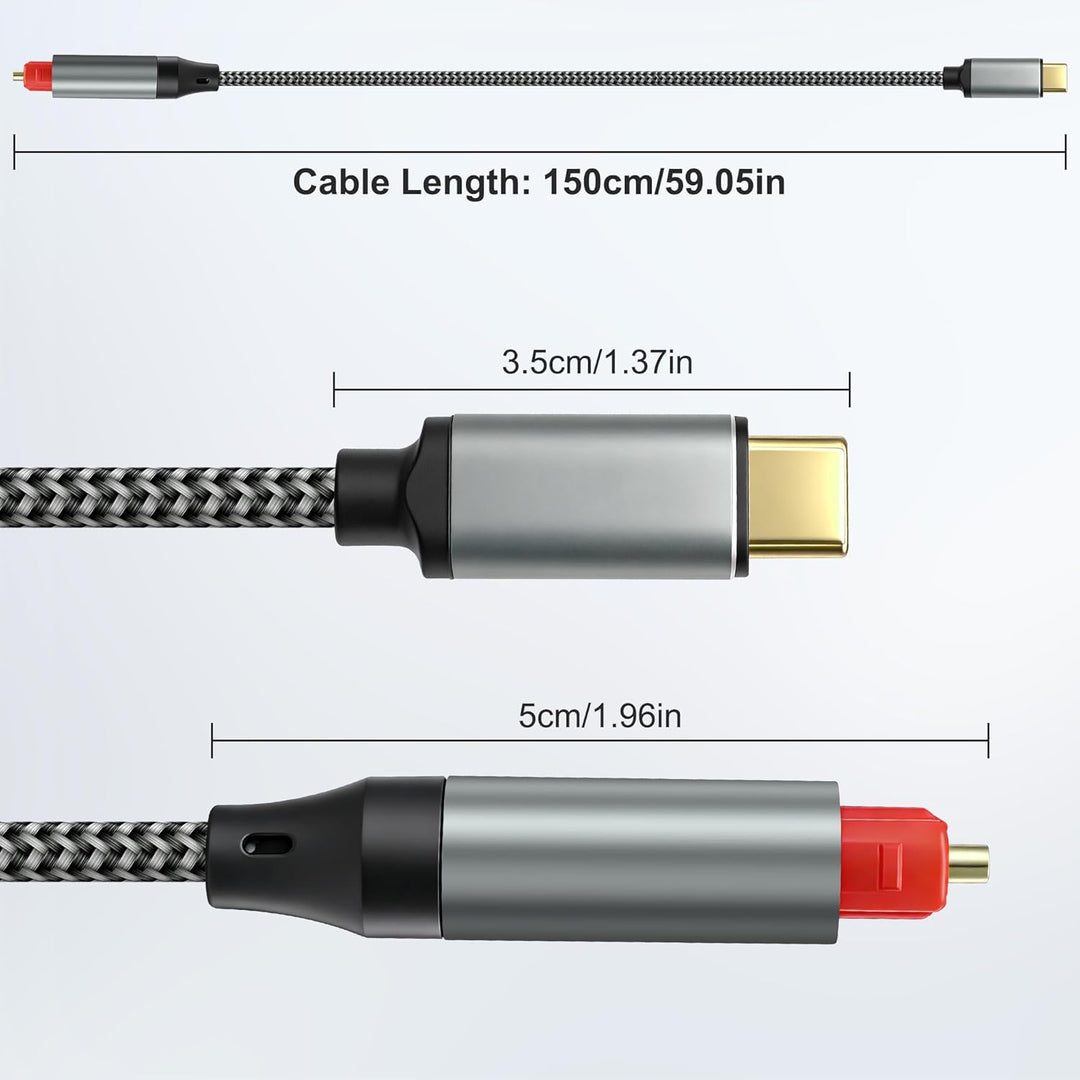 MEIRIYFA USB C auf Optisches Audiokabel, Unidirectional USB Typ C Male auf SPDIF Port Male Glasfaser