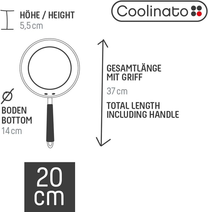 Coolinato Pfanne 20 cm beschichtet Edelstahl Bratpfanne für Gas Ceran Elektro Induktion & Backofen 2