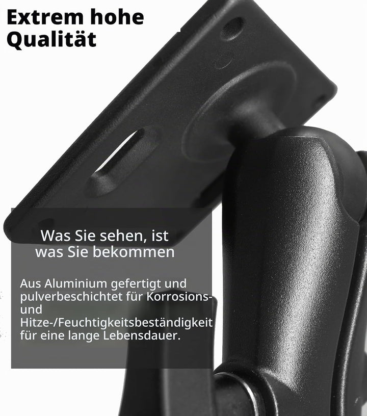 Aluminium 1,5" Verbindungsarm mit VESA-Platte, 75 x 75 mm, Industrielle Monitor Halterung, Doppelsoc